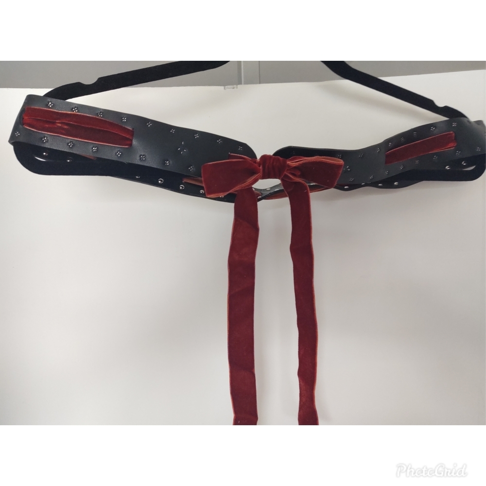 Belt velvet, faux leather, studs